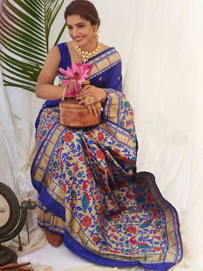 Cobalt Blue Paithani Saree