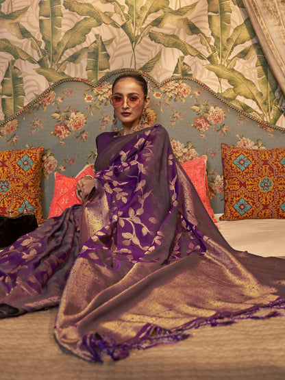 Byzantium Purple Woven Banarasi Saree