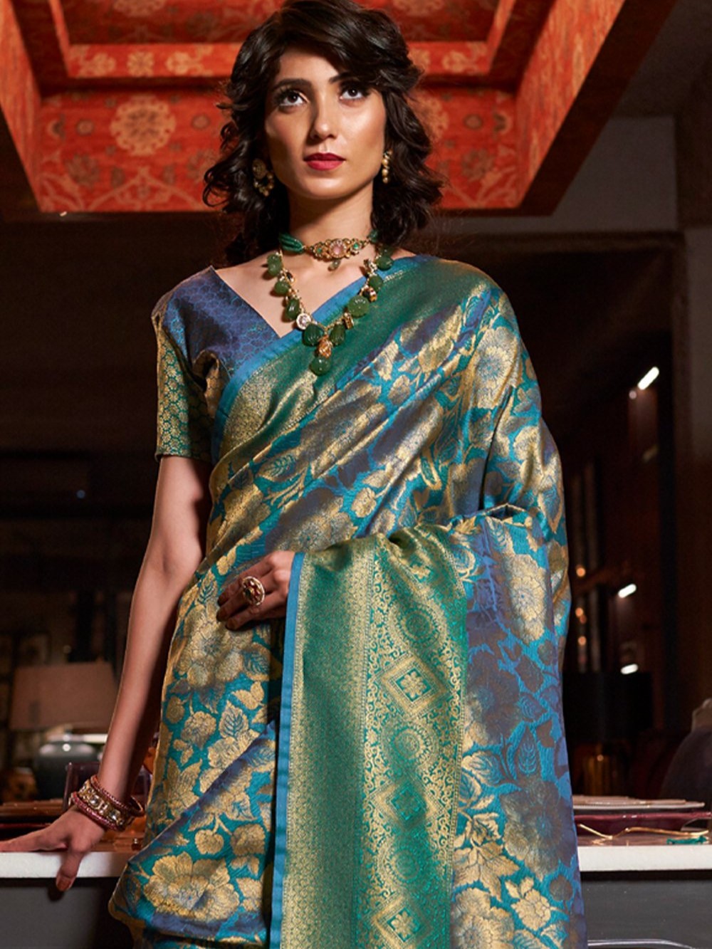 Vivid Blue Kanjivaram Saree