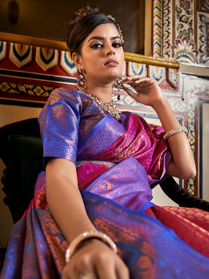 Fluorescent Pink Kanjivaram Saree