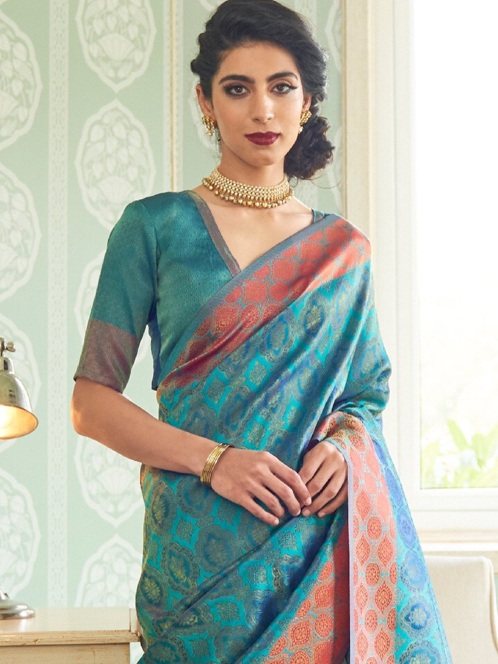 Azure Blue Kanjivaram Saree