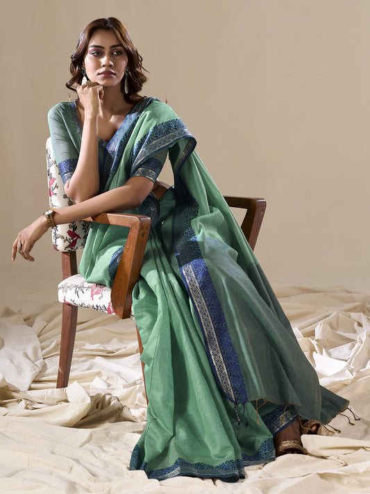 Mint Green Handloom Cotton Saree