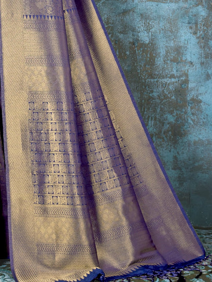 Golden Blue Kanjivaram Saree