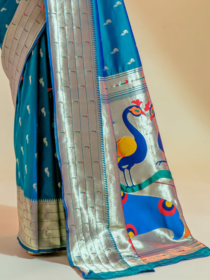 Phthalo Blue Paithani Saree