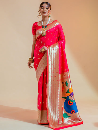 Hot Pink Paithani Saree