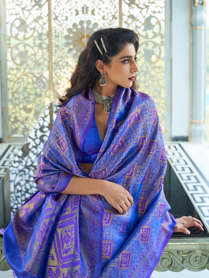 Slate Blue Kanjivaram Saree