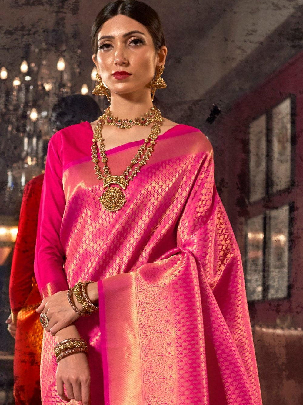 Blush Pink Kanjivaram Saree