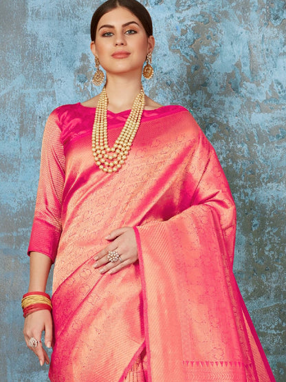 French Pink Kanjivaram Saree