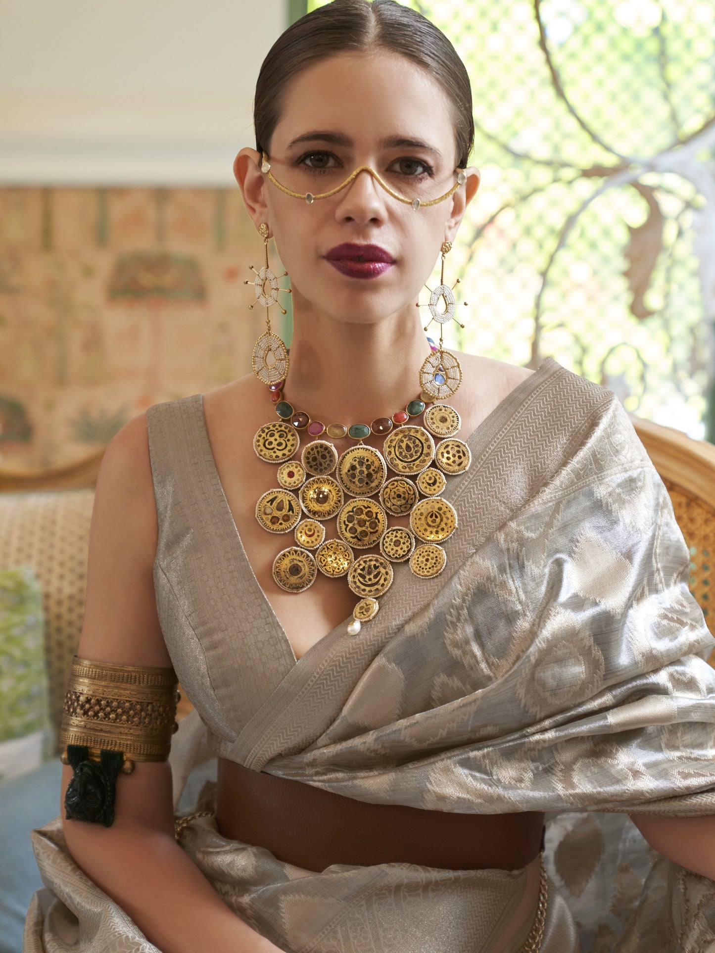 Smokey Gray Tissue Silk Saree