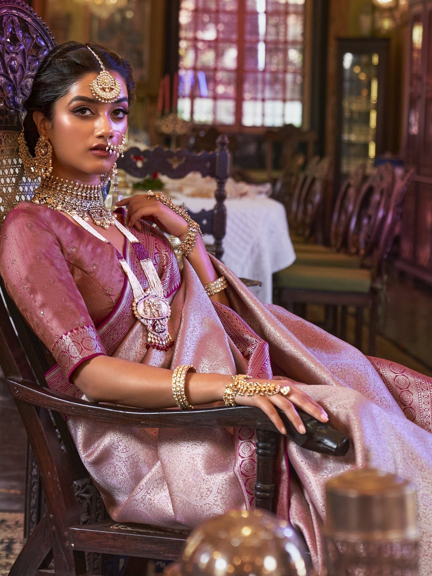 Dusty Pink Kanjivaram Saree