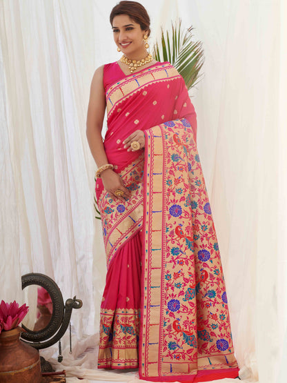 Deep Pink Paithani Saree