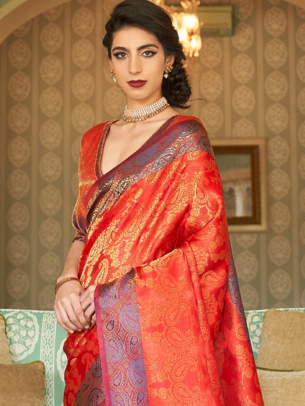 Scarlet Red Kanjivaram Saree