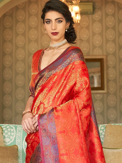 Scarlet Red Kanjivaram Saree