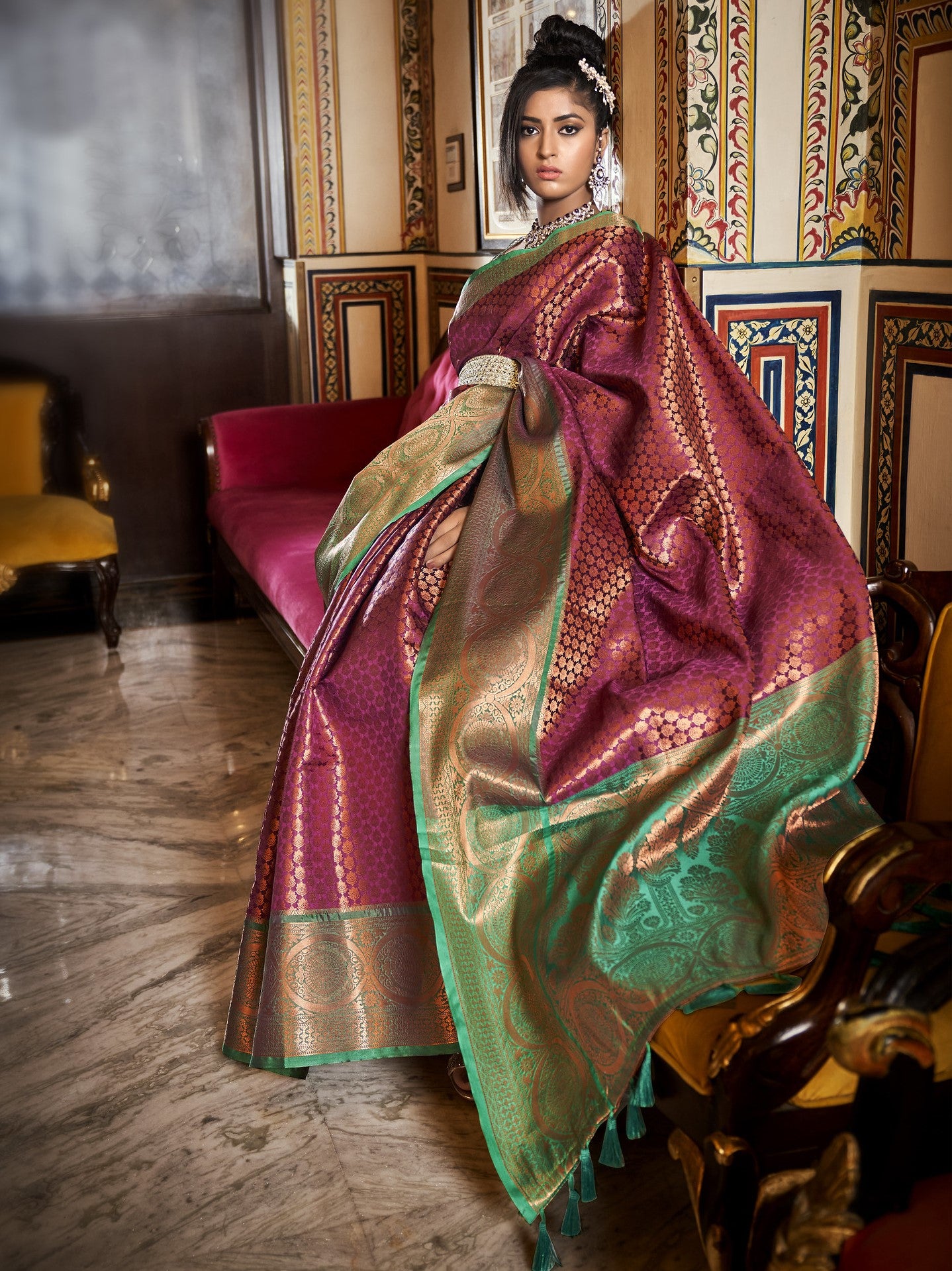 Umber Brown Kanjivaram Saree