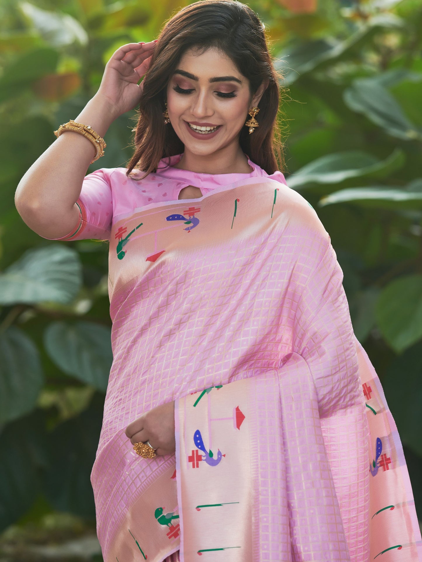 Pastel Pink Paithani Saree