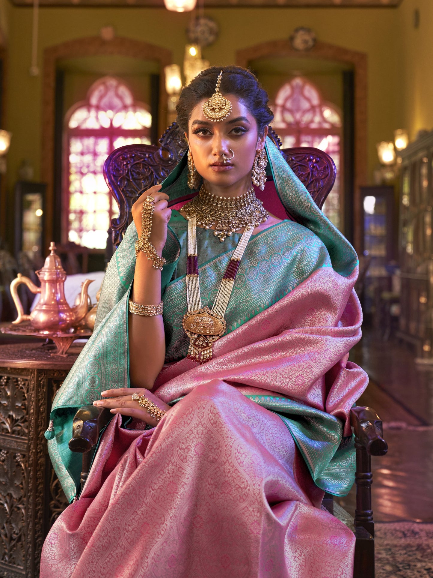 Raspberry Pink Kanjivaram Saree
