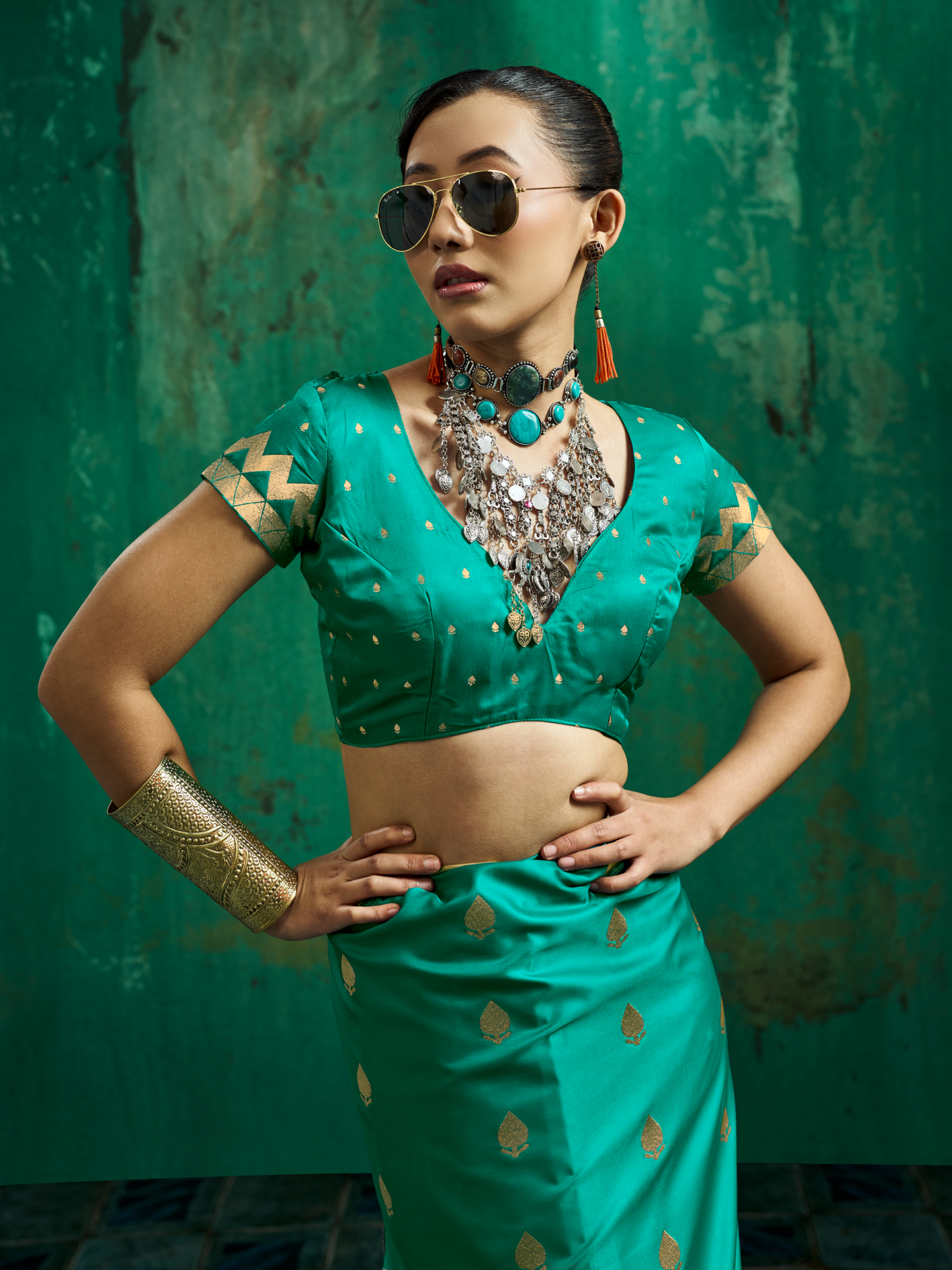 baby shower saree green