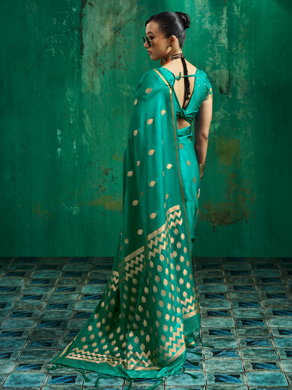 green saree look