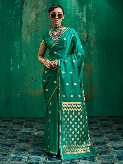 green saree for engagement 