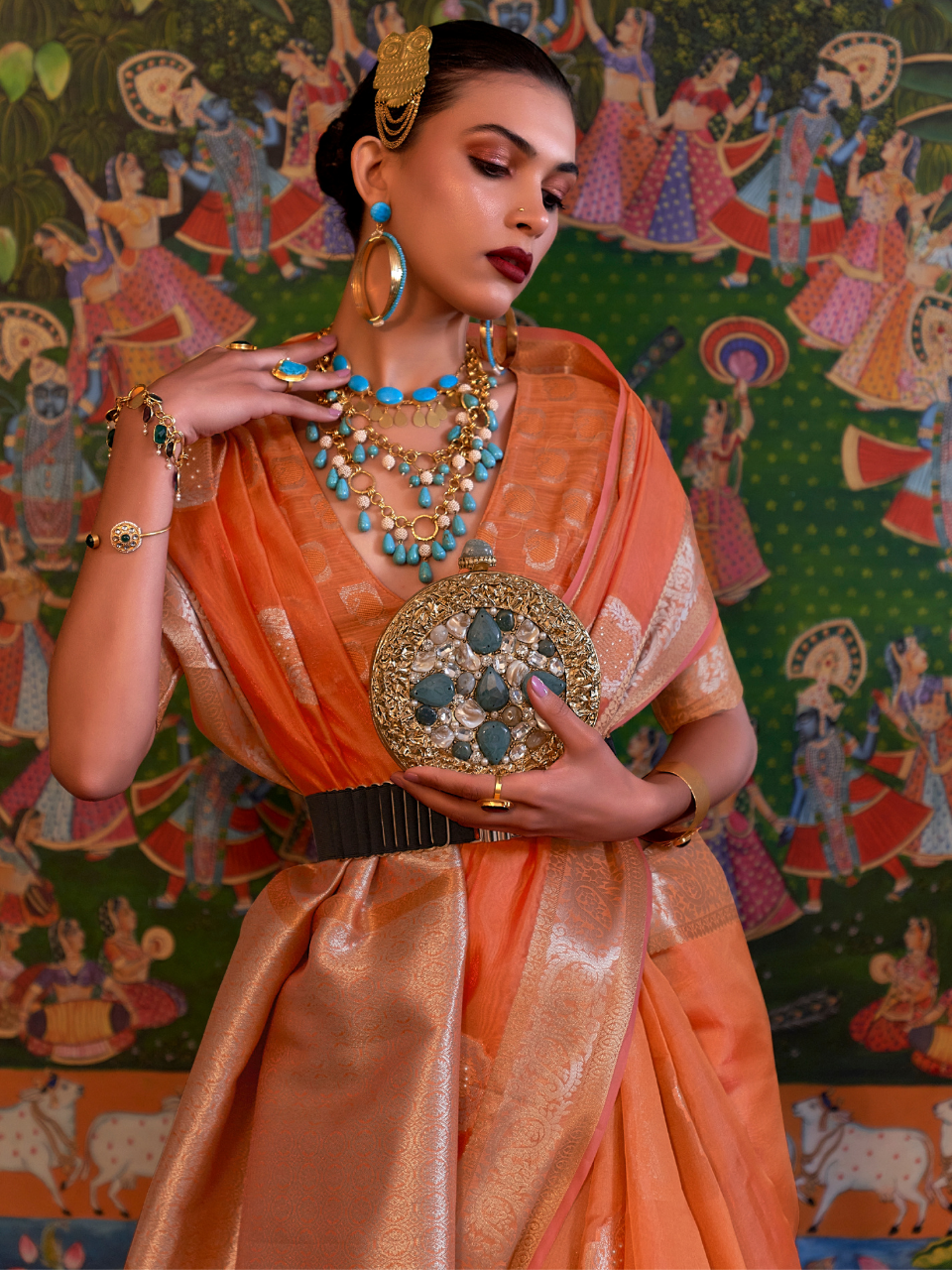 organza saree draping