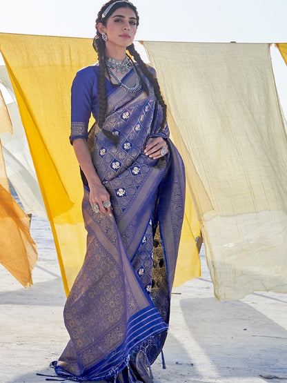 Penn Blue Kanjivaram Saree