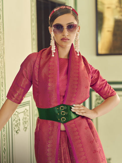 Steel Pink Kanjivaram Saree