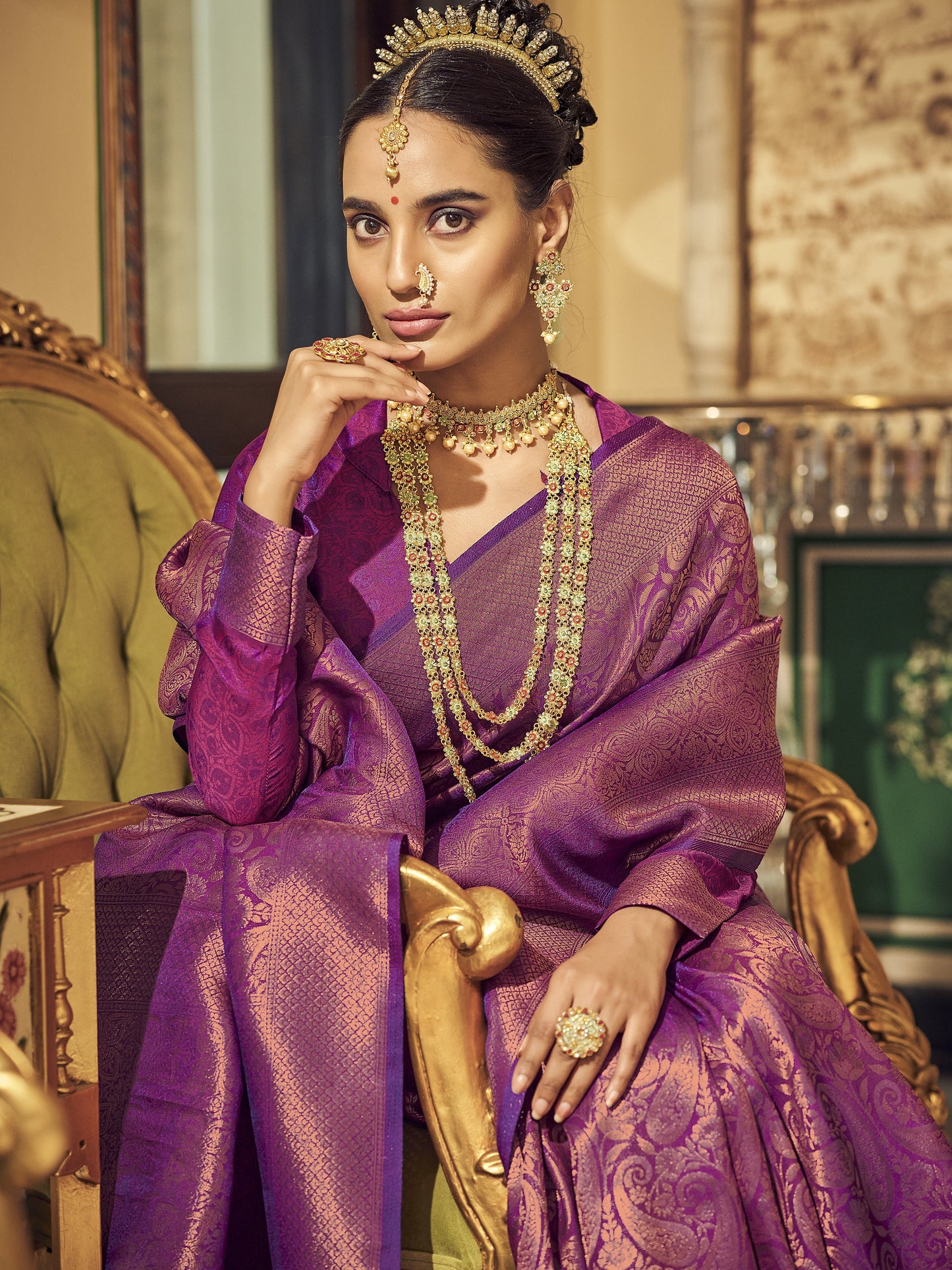Bridal Violet Kanjivaram Saree