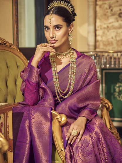 Bridal Violet Kanjivaram Saree
