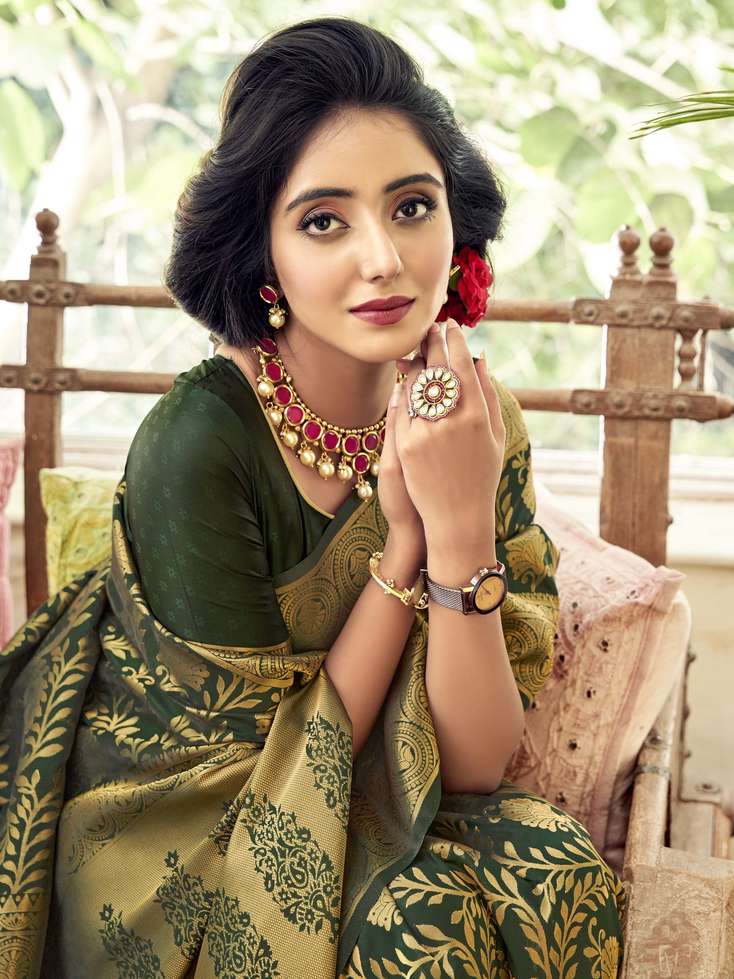 Royal Green Kanjivaram Saree