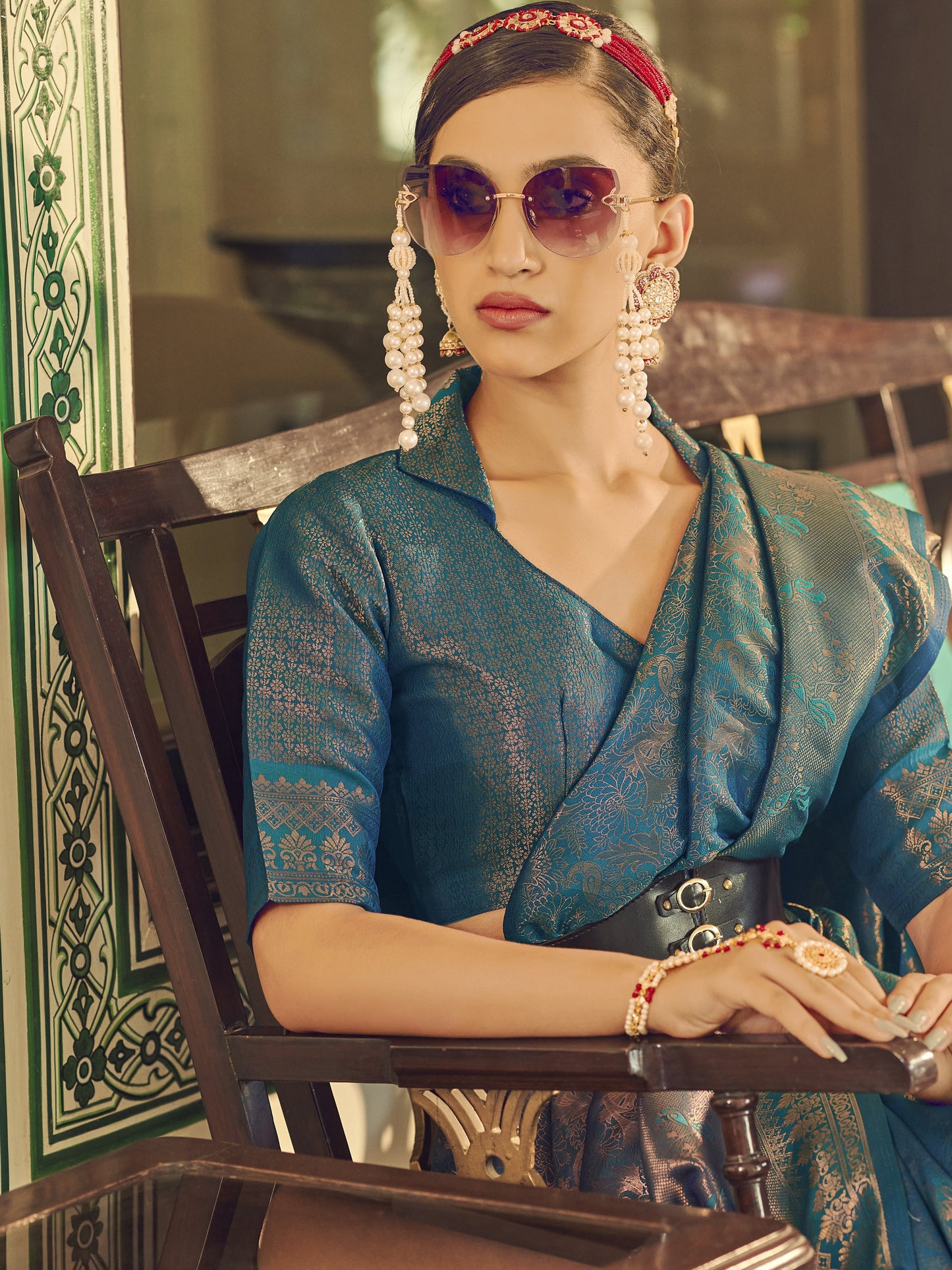 French Blue Kanjivaram Saree
