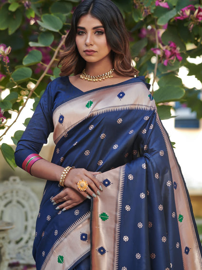 Cobalt Blue Paithani Saree