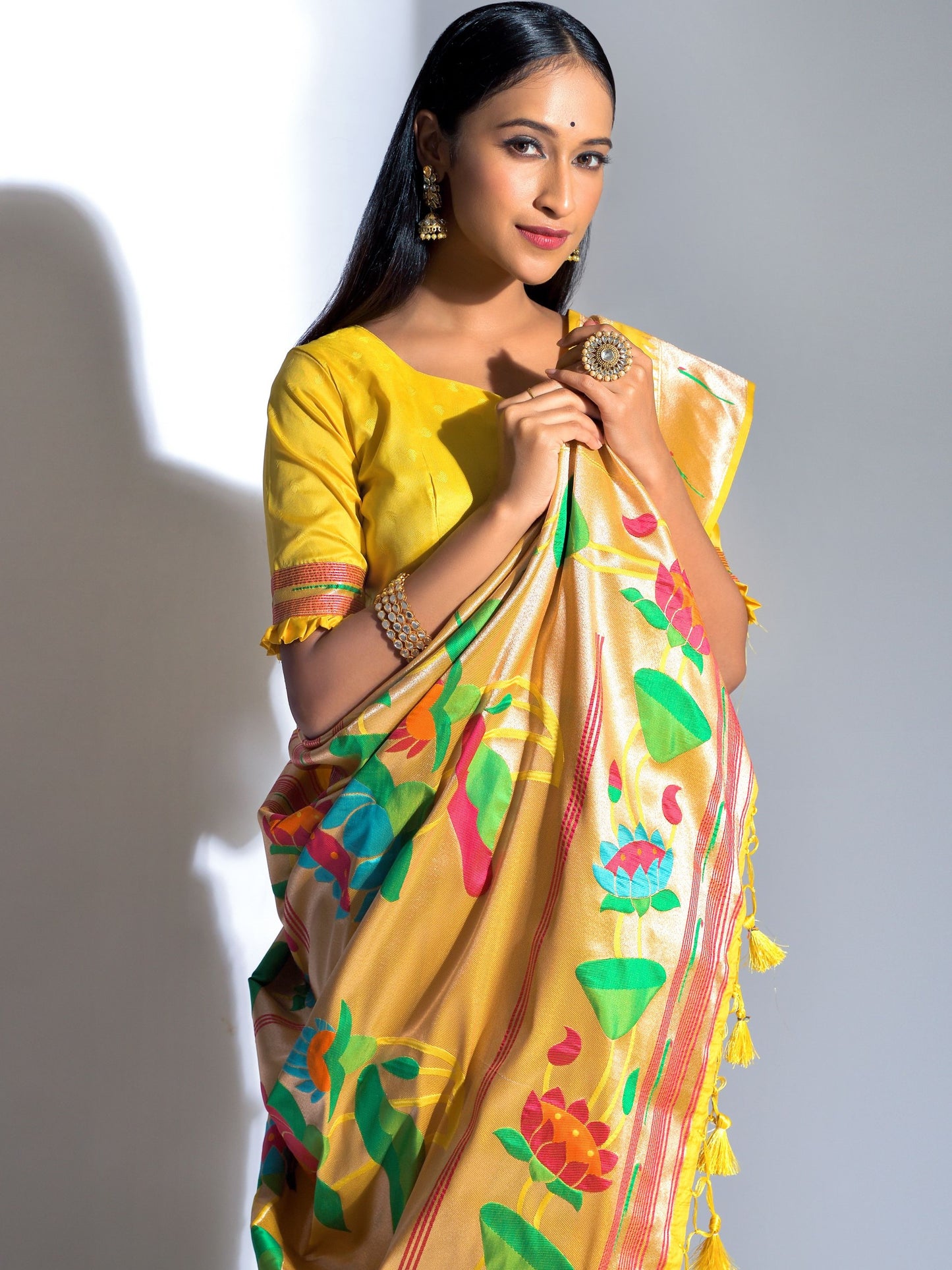 Cadmium Yellow Paithani Saree