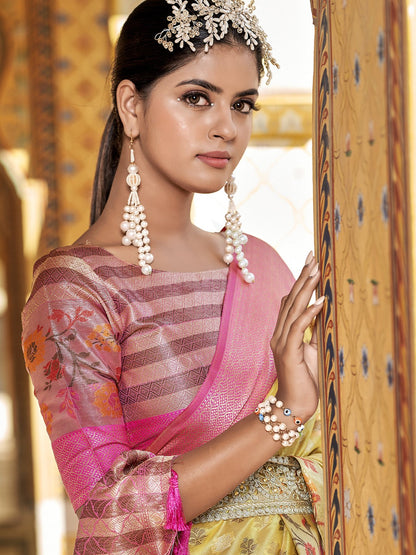Jasmine Yellow Tissue Silk Saree