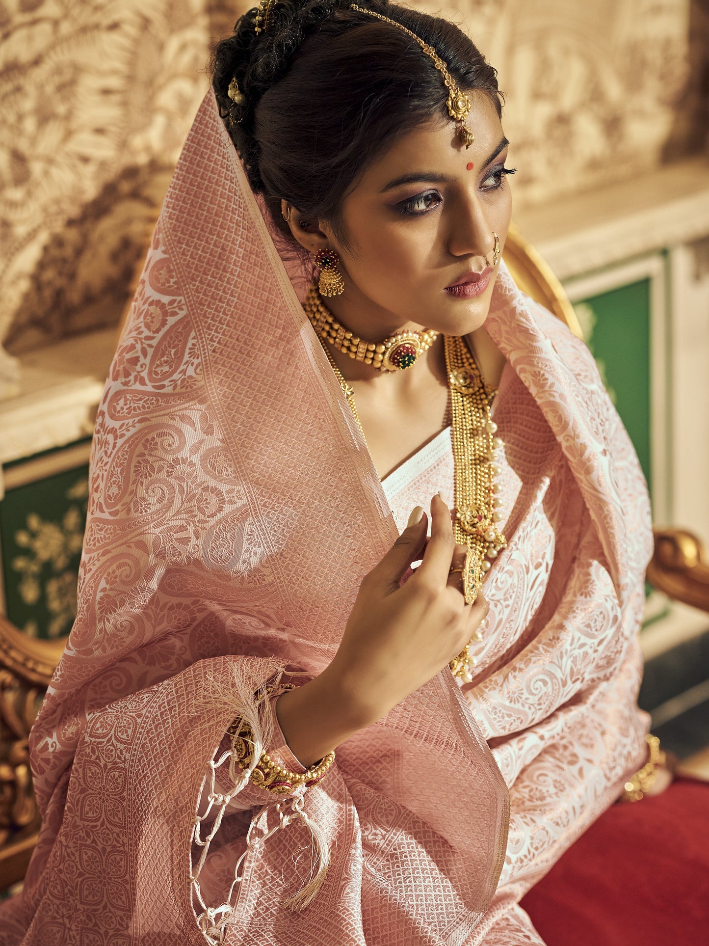 Blush Pink Kanjivaram Saree