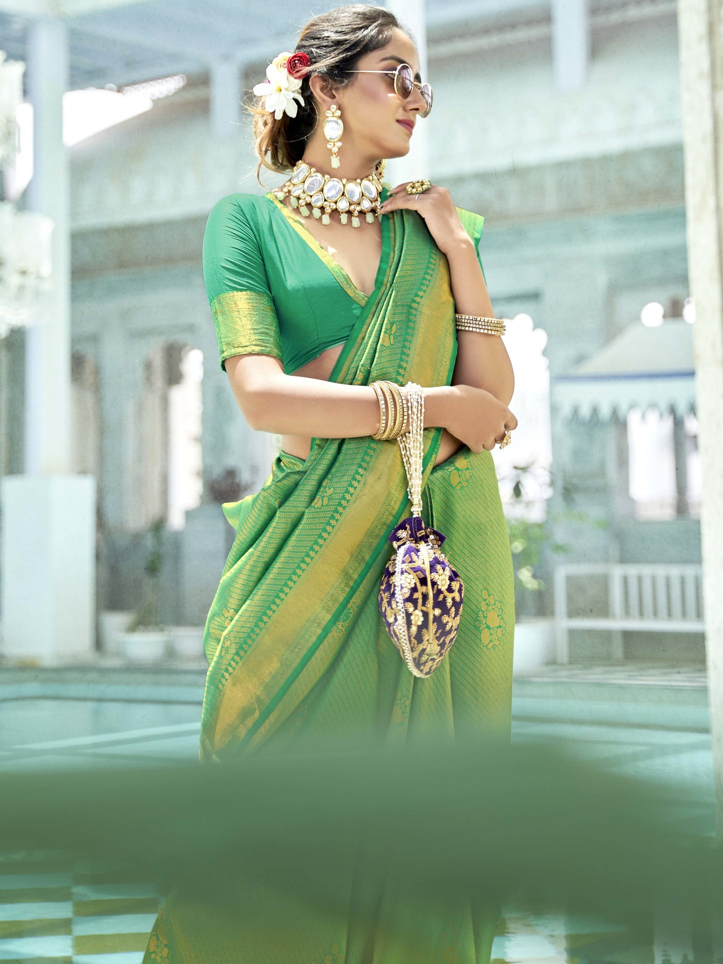 Jade Green Kanjivaram Saree