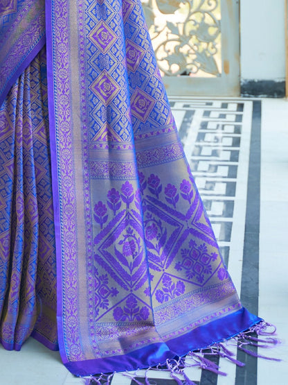 Slate Blue Kanjivaram Saree