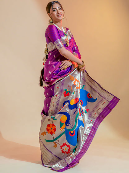 Orchid Magenta Paithani Saree