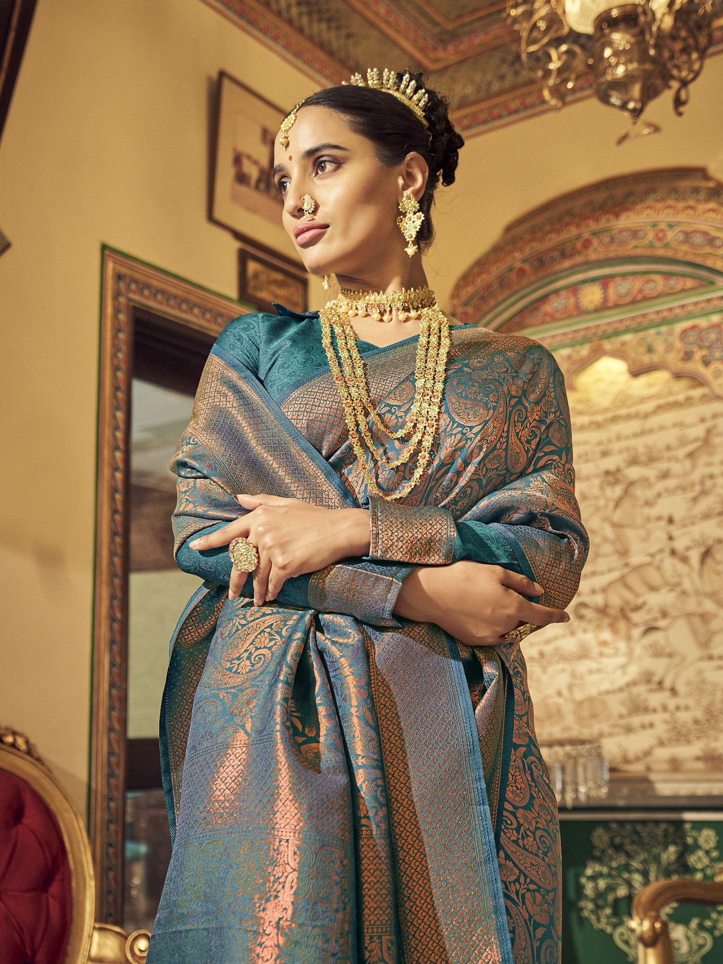 Cornflower Blue Kanjivaram Saree