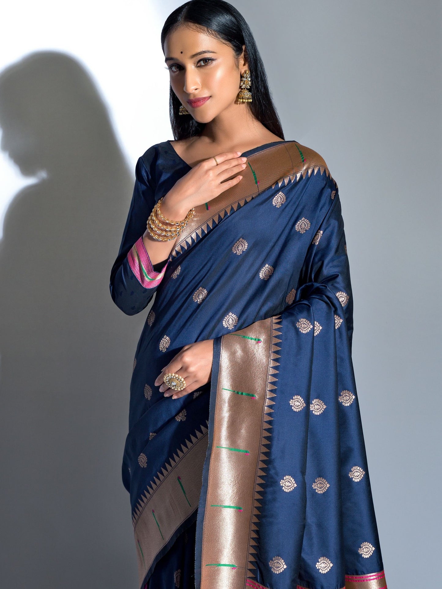 Oxford Blue Paithani Saree