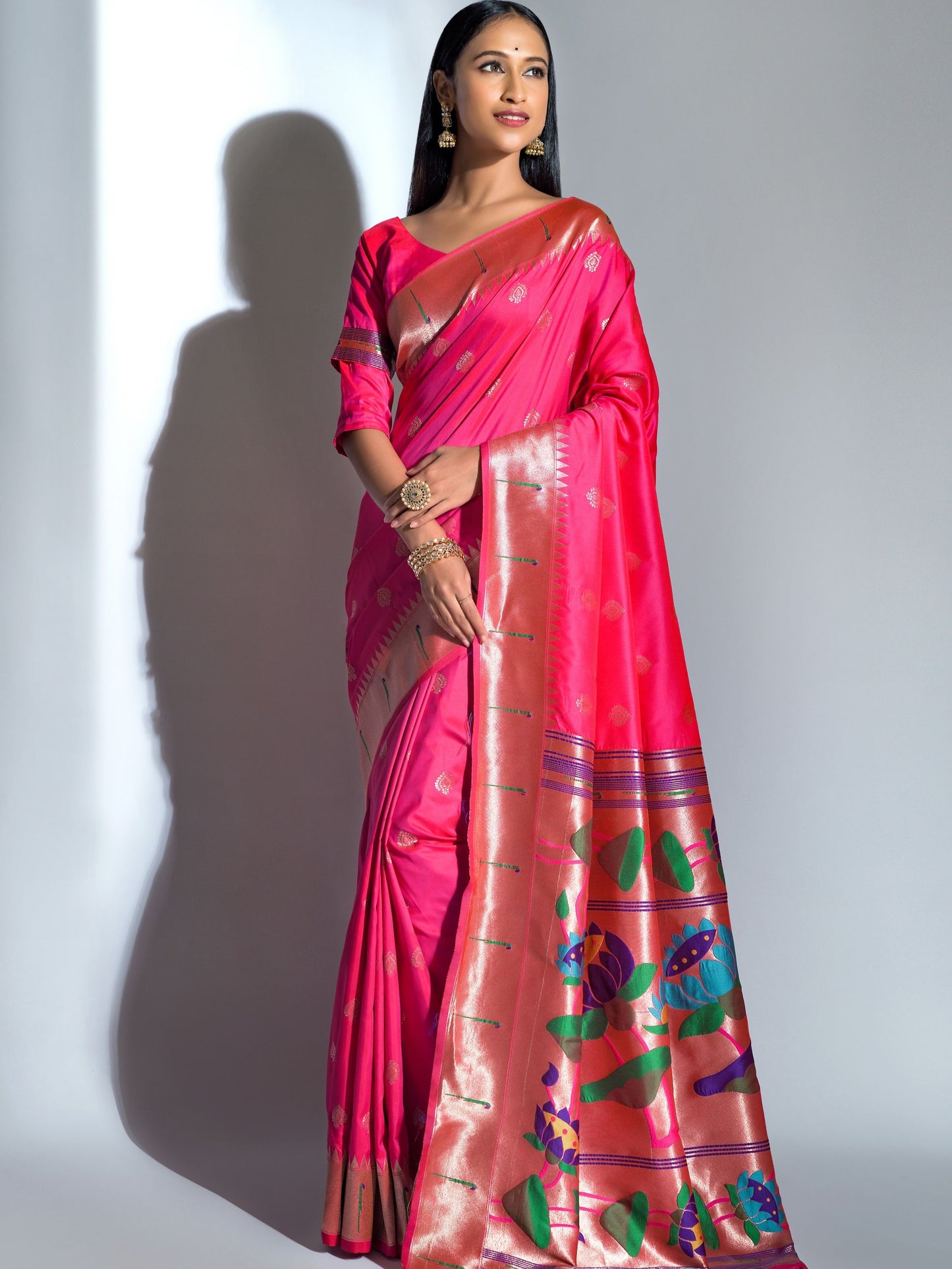 Cherry Pink Paithani Saree
