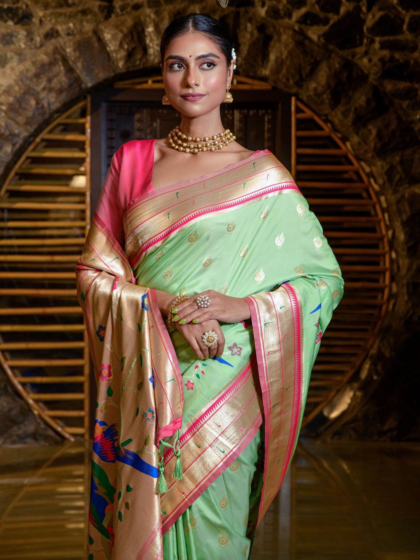 Soft Green Woven Paithani Saree