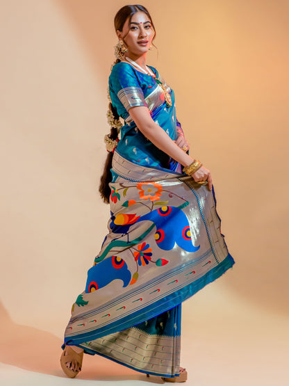 Phthalo Blue Paithani Saree