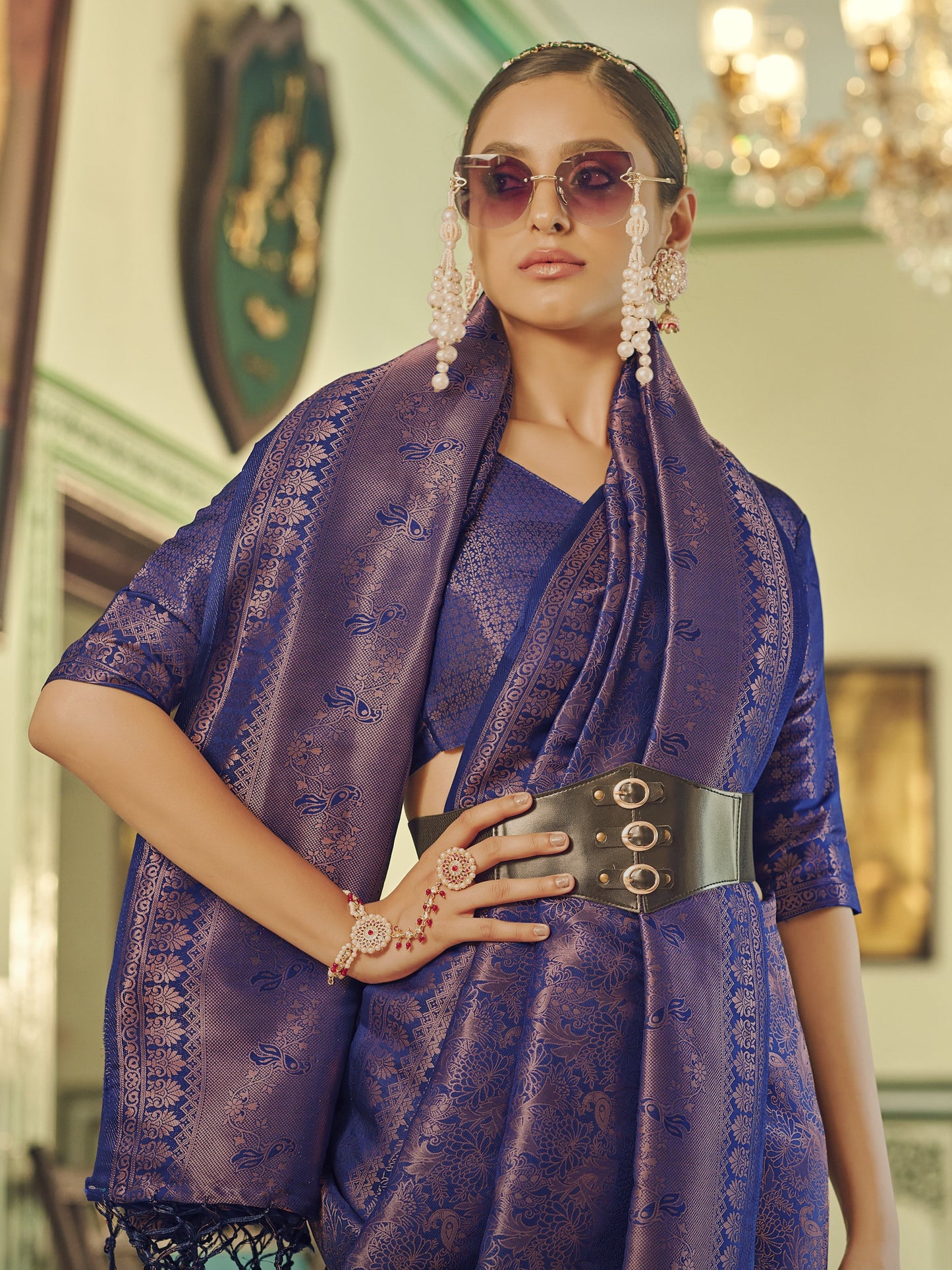 Sapphire Blue Kanjivaram Saree