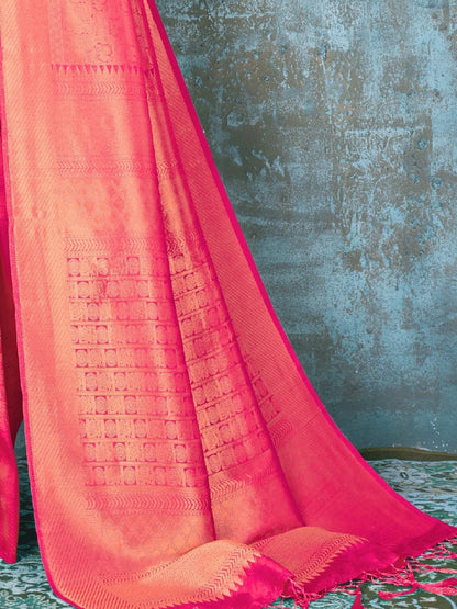 French Pink Kanjivaram Saree