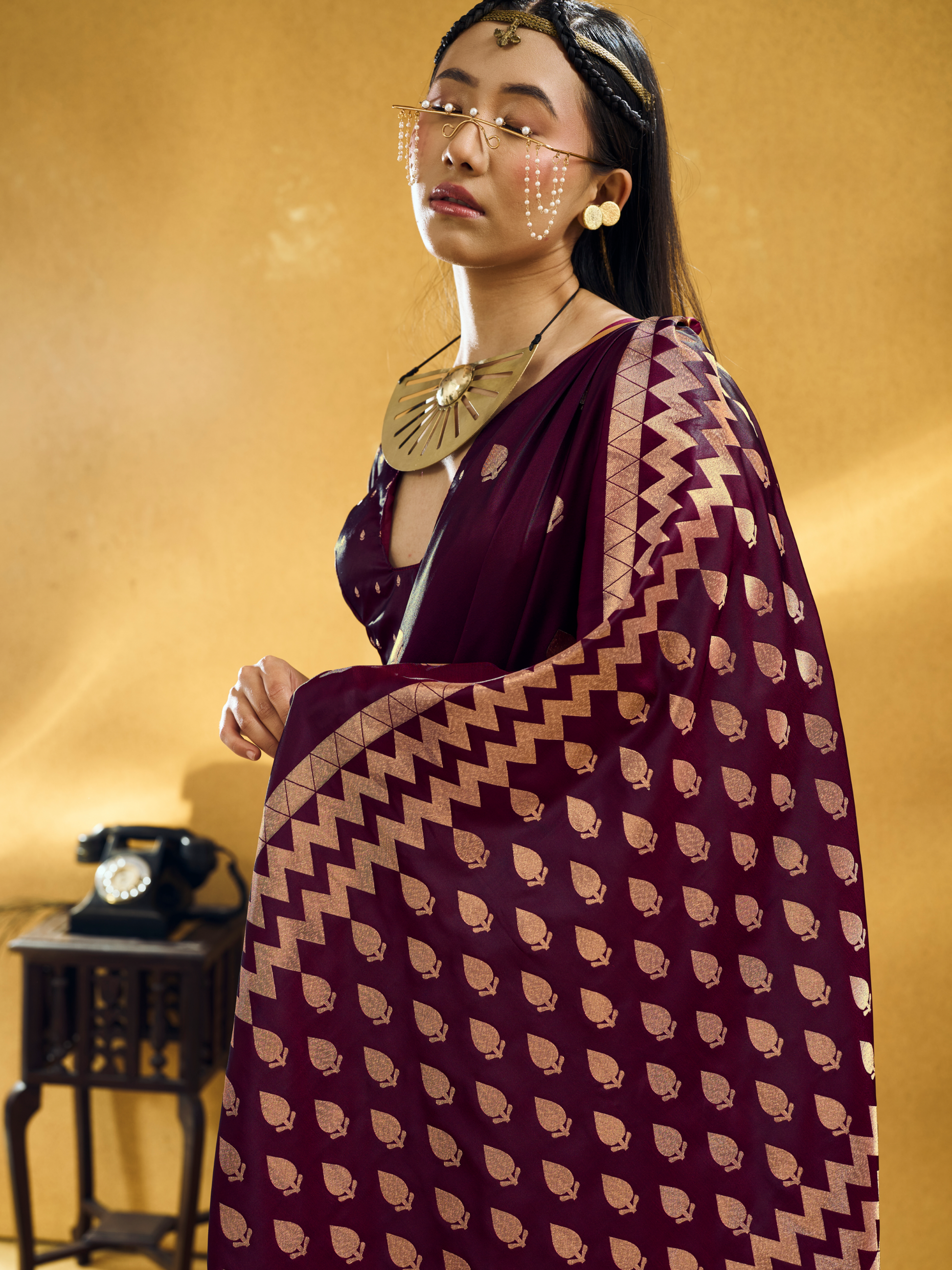 purple color silk saree