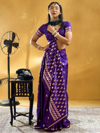 woman in purple color saree