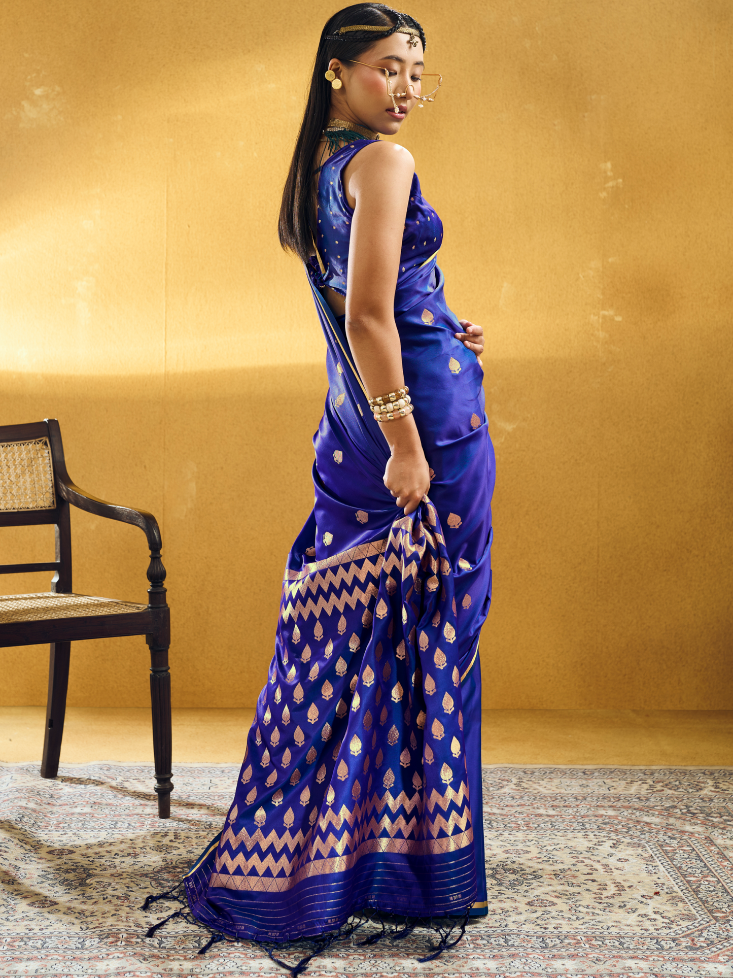 blue saree party wear