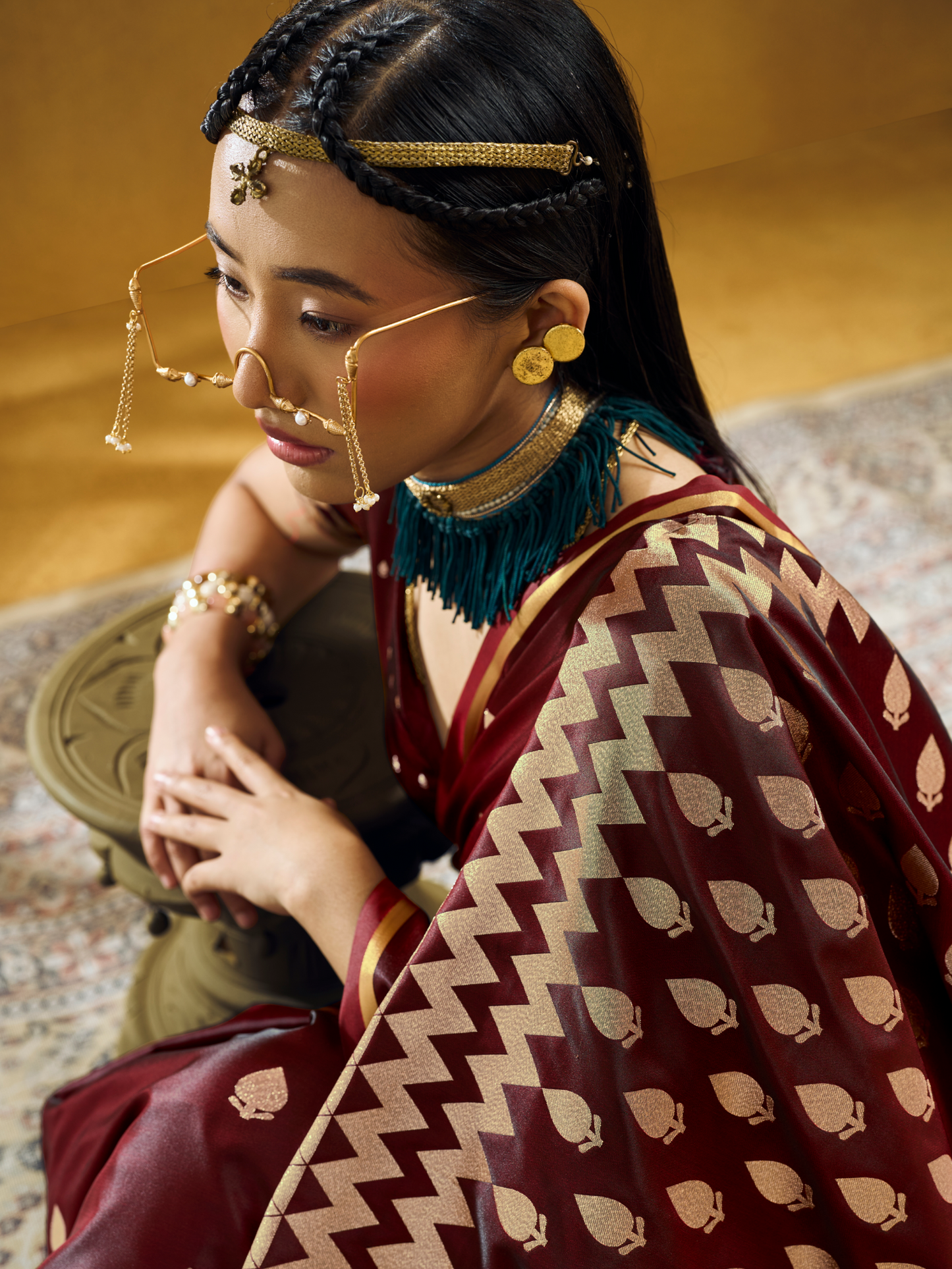coffee brown saree blouse design