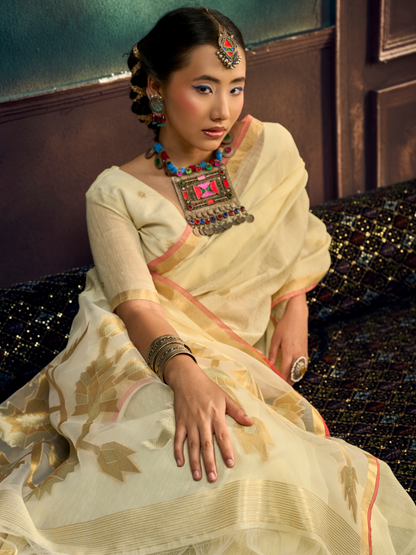 south indian white saree
