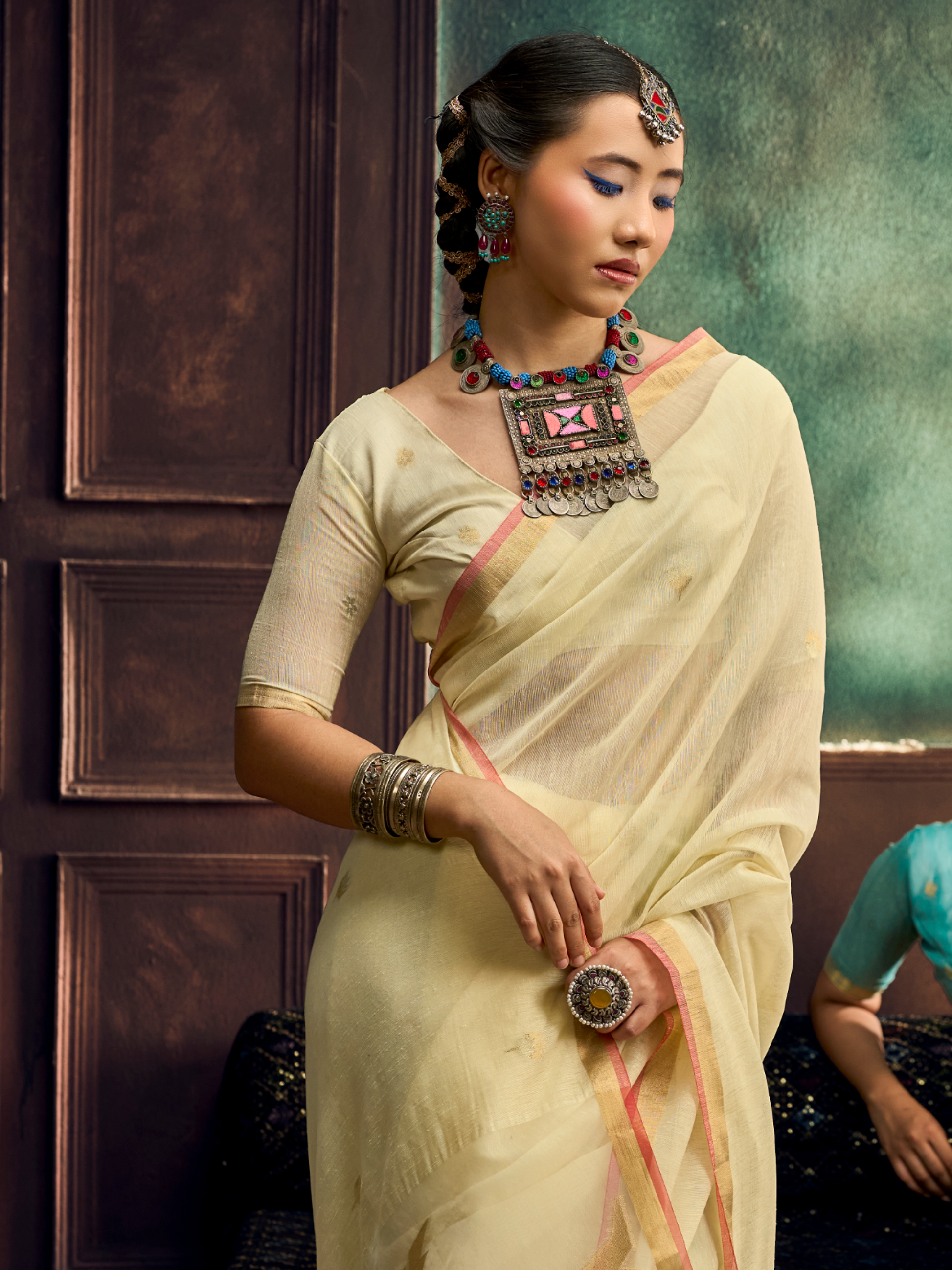 white saree for south indian wedding